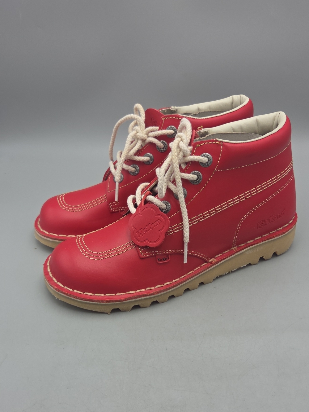 Kickers Kick Hi  Lace Up Leather Ankle Boots In Red Size US 9 - EU 41 Women